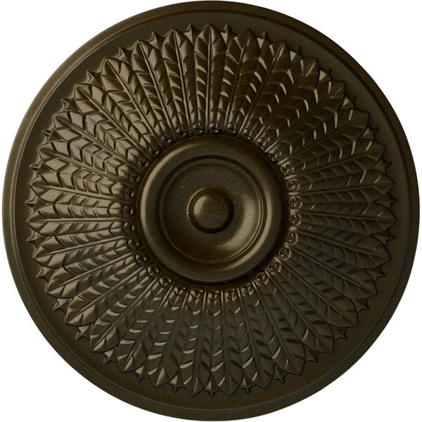 Ekena Millwork Modena Ceiling Medallion (Fits Canopies up to 5 1/4"), Hand-Painted Green Gold, 23 1/2"OD x 3 1/2"P CM23MOGGS - main